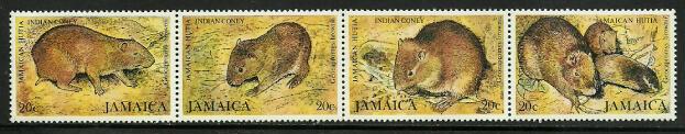 Jamaica #499 MNH Strip, Indian Coney