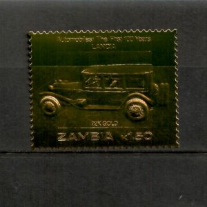 Zambia 1986 - 100 Years of Automobiles Cars - Lance - Gold Stamp - MNH