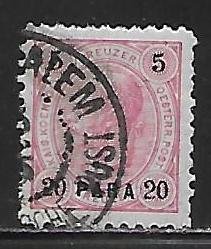 Austrian Offices in the Turkish Empire 22 20pa on 5kr Franz Josef Used (z4)