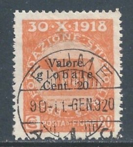 Fiume #76 Used 20c Romulus & Remus Statue Issue Surcharged