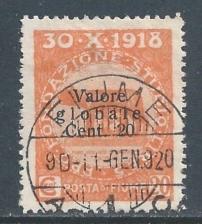 Fiume #76 Used 20c Romulus & Remus Statue Issue Surcharged