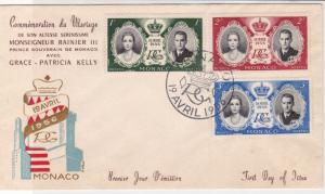 Monaco 1956 Commemorating Royal Marriage Slogan Cancel FDC Stamps Cover ref22053