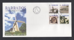 Barbados #1032-35 (2002 Windmills set) unaddressed PO FDC