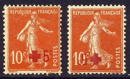 FRANCE SCARCE #B1 var Mint - 1914 10c + 5c Red INVERTED SURCH 