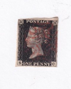 GB SG 1 1840 1d FAINT RED MX ALPHA S-C WITH CLOSE TO 4 MARGINS NICE