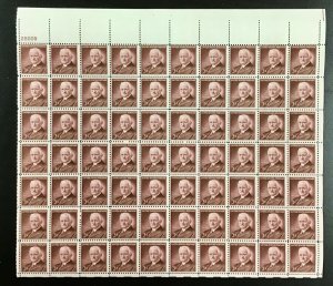 1062 George Eastman Inventor  MNH sheet of 70 3 c  FV $2.10. Issued 1954