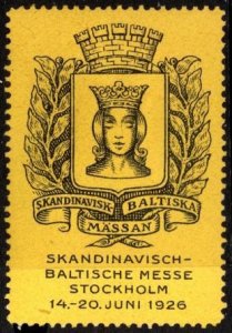 1925 Sweden Poster Stamp Scandinavian Baltic Fair Stockholm Unused