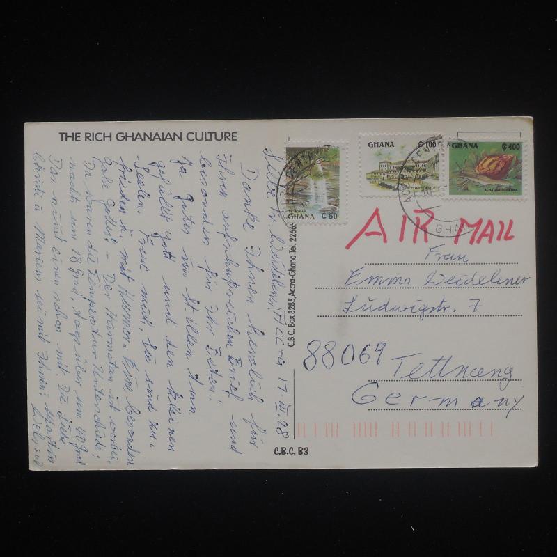 ZS-Y158 GHANA - Postcard, 1998, Airmail To Germany, Rich Ghanaian Culture