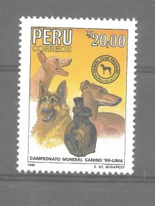 PERU 1988 INTERNATIONAL DOG SHOW CANINO 88 DOGS 1 VALUE MINT NH SC 942 MI 1383