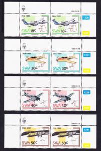 SWA Airplanes 4v Pairs with Control numbers and top margins SG#507-510