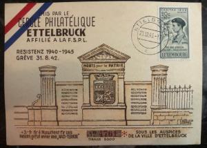 1945 Ettelbruck Luxembourg Souvenir Postcard Cover Death For Homeland