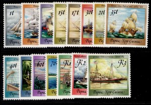 Papua New Guinea QEII SG543-557, 1987 ships set, NH MINT. Cat £22.