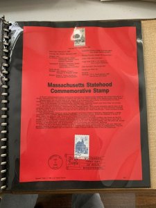 USPS Souvenir Page Scott  1988 Massachusetts statehood stamps