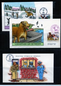 U.S. #2098, 2099, 2102 (US211) Collins FDC (3) different 1984 issues, VF cond