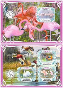 t4, Gabon MNH stamps 2019 African fauna birds ducks flamingos