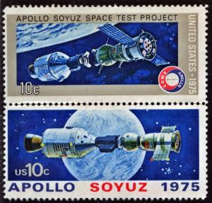 SC#1569-70 10¢ Apollo-Soyuz Mission Pair (1975) Used