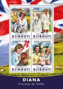 Djibouti Princess Diana Mother Teresa Religion Personalities MNH stamp set