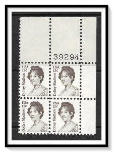 US Plate Block #1822 Dolly Madison MNH