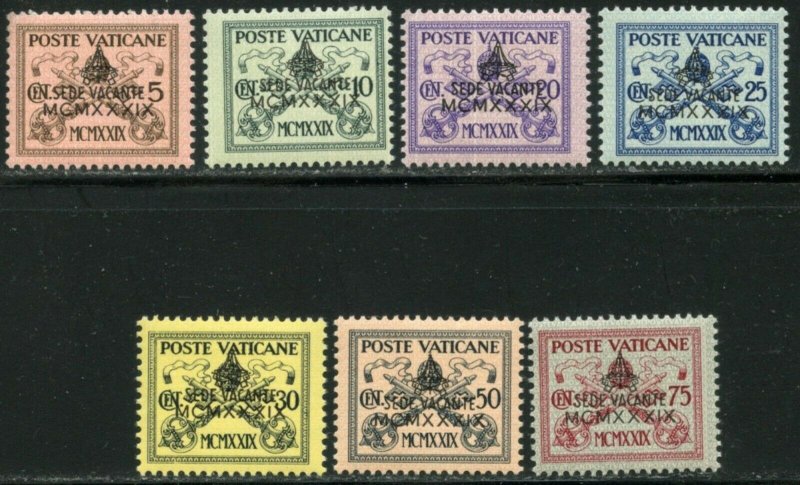 VATICAN  Sc#61-67 1939 Interregnum Complete Set OG Mint NH