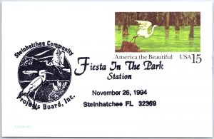 US POSTAL CARD PICTORIAL CANCEL FIESTA IN THE PARK AT STEINHATCHEE FLORIDA 1994