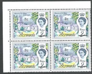 BERMUDA 1970 2c opt block of 4 - 1 with listed TALL 2 variety SG233c MNH..10095C