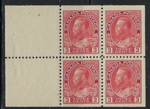 Canada 109a MNH 1923 Bklt Pane; small speck on back of one stamp (fe9257)