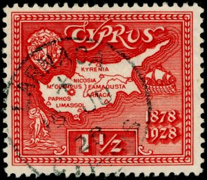 CYPRUS SG125, 1½pi scarlet, FINE USED, CDS.