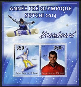 DJIBUTI - 2013 - Olympics, Snowboarding - Perf 2v Sheet - Mint Never Hinged