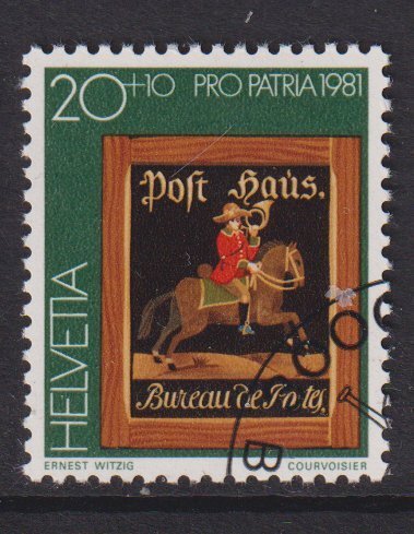 Switzerland   #B480 cancelled 1981 Pro Patria post office signs 20c
