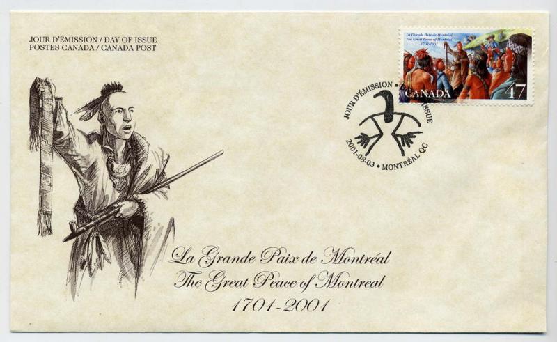 Canada First day cover #1915, The Great Peace of Montreal