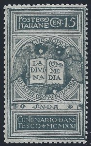 1921 Italy - Kingdom, Dante 15 Cent Grey, Unissued, No. 116A - MNH **