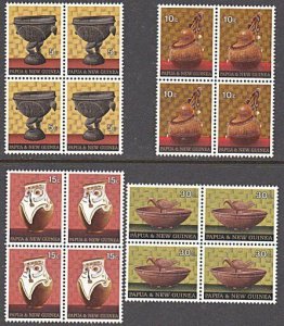 PAPUA NEW GUINEA 1970 Artifacts set blocks of 4 MNH.........................A159