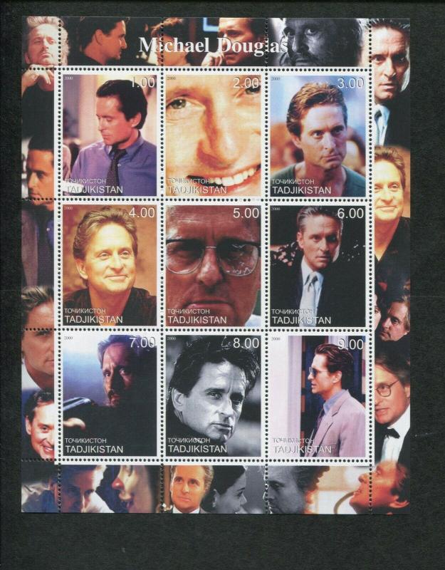 Tajikistan Commemorative Souvenir Stamp Sheet - Actor Michael Douglas