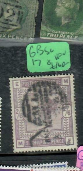 GREAT BRITAIN (P2312B) QV 2/6 SG 178 VFU ANTIQUE OVER 100 YEARS OLD