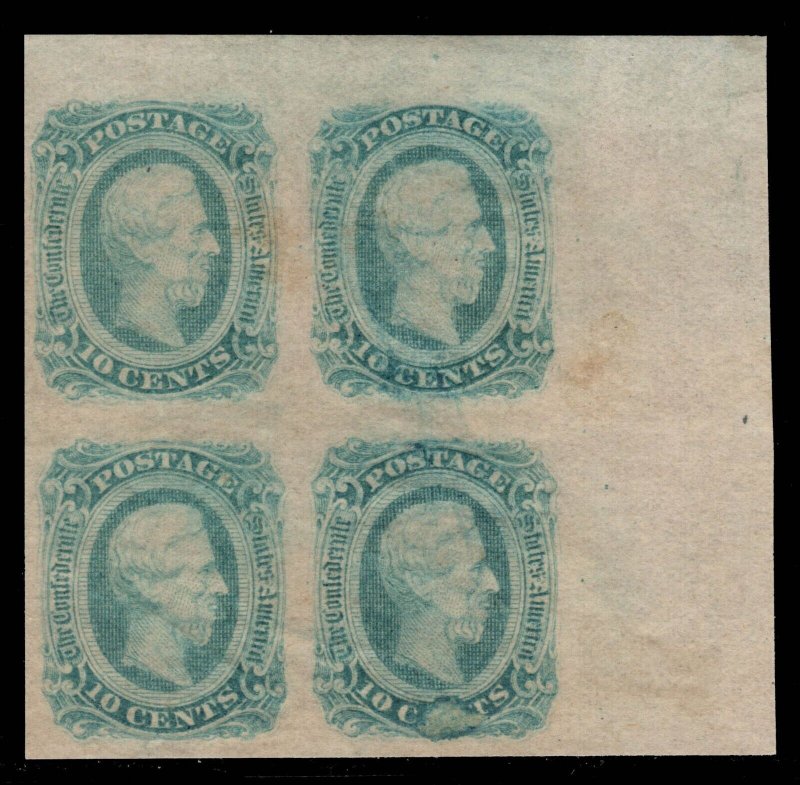 MOMEN: US STAMPS CSA #12c IMPERF BLOCK MINT OG NH LOT #89280