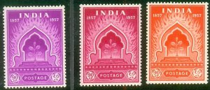 INDIA 1957 MUTINY 90np COLOUR TRIAL, 2 NOS. WITH ISSUED IN NORMAL COLOUR