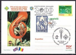 Romania, JUL-AUG/2000. One Scout Postal Card only w/Cancels & Label.