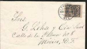 vtafl.J) 1895 MEXICO, 10 MULITAS BLACK PRES. ONLY PIECE, AIRMAIL, CIRCULATED