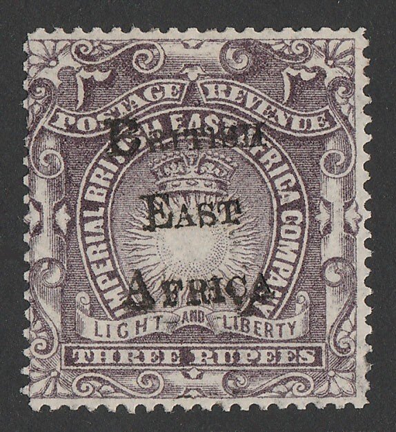 BRITISH EAST AFRICA 1895 BEA overprint Light & Liberty 3R. Only 719 printed.