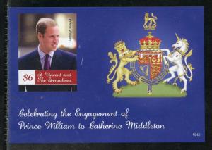 ST. VINCENT  ENGAGEMENT OF PRINCE WILLIAM & KATE MIDDLETON  IMPERF S/S  II  NH