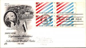 FDC 1982 SC #2003 Artcraft Cachet - Washington DC - Plate Block Of 4 - J5369