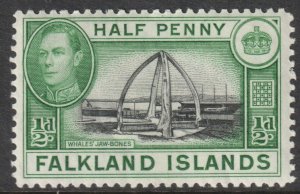 Falkland Islands Scott 84 - SG146, 1938 George VI 1/2d MH*