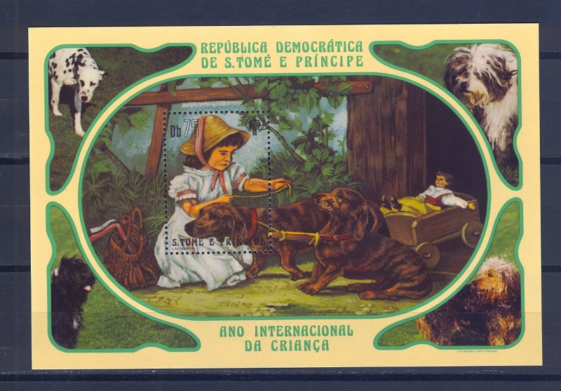 S.TOME E PRINCIPE SC# 636 GIRL WITH DOG S/S - PERF. MNH