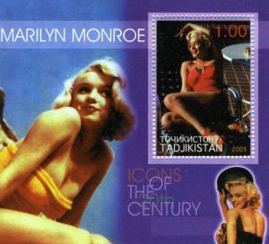 Tadjikistan 2001 MARILYN MONROE s/s Perforated Mint (NH)