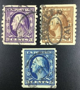 MOMEN: US STAMPS #394-396 USED VF/XF+ LOT #72145*