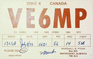 CANADA WHITECOURT ALBERTA Amateur Radio QSL Card 15733-