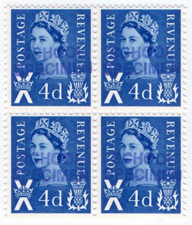 (I.B) Elizabeth II Postal : School Specimen Overprint 4d (Scotland SG S8)