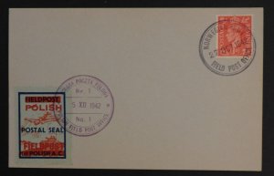 1942 Polish & Norwegian Field Post England Postcard Cover Dual Cancels