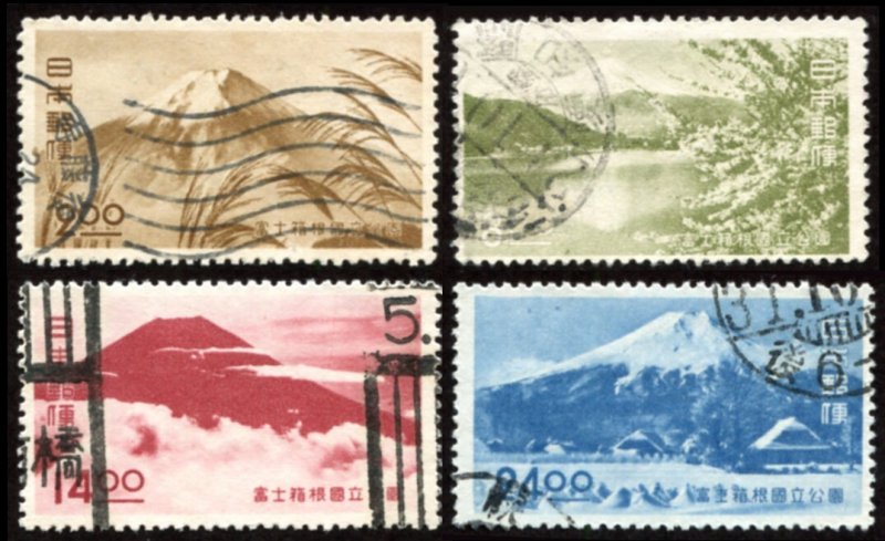 Japan #460-463 set/4 u - 1949 Fuji Hakone National Park - Mt Fuji - nice cancels