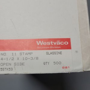 #11 Glassine stamp Envelopes 4½ x 10 3/8 westvaco cenveo jbm storage bags